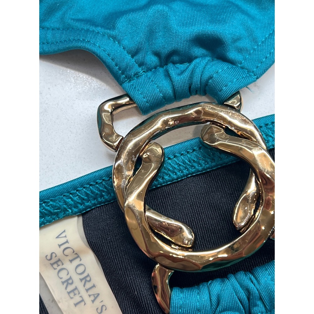 Victorias Secret Teal Cutout Monokini Swimsuit Gold Ring Detail Womens‎ Small